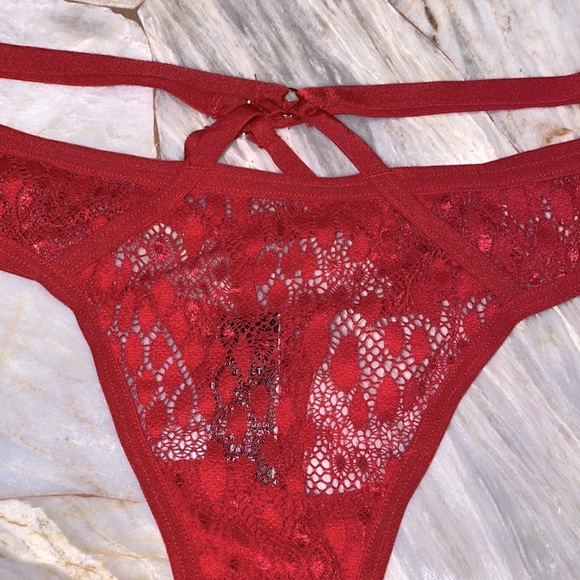 VS Sheer Mesh V-String Very Sexy Thong Panty Red Small - Picture 3 of 8
